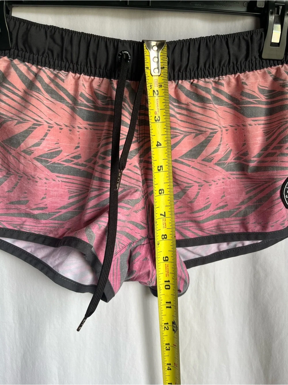 Salt Life Pink Tropical Palm Print Athletic Shorts with Black Trim
